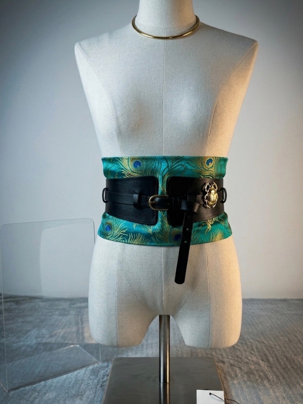 Zara Wide Waist Corset Belt Black Faux Leather Rose Gold Buckle Boho Festival